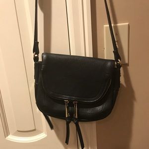 Black leather cross body purse